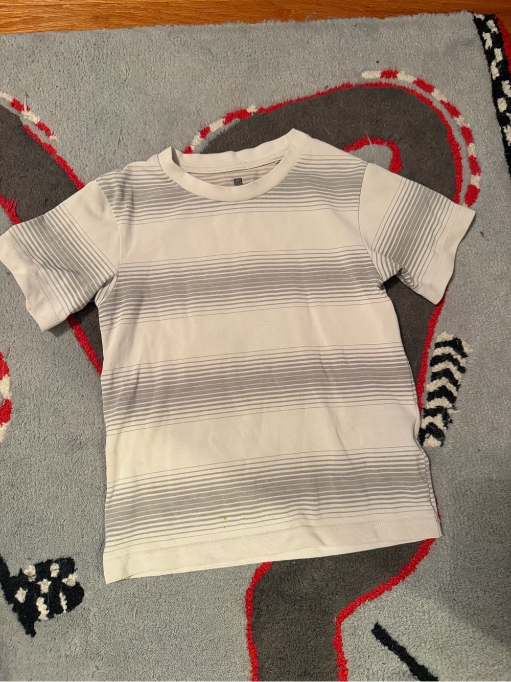 Uniqlo White T-Shirt with Light Gray Stripes - Kids